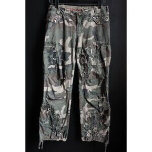 Malanalove Co. Y2K Camo Cargo Rhinestone Grunge Studded Baggy Sinch Pants M
